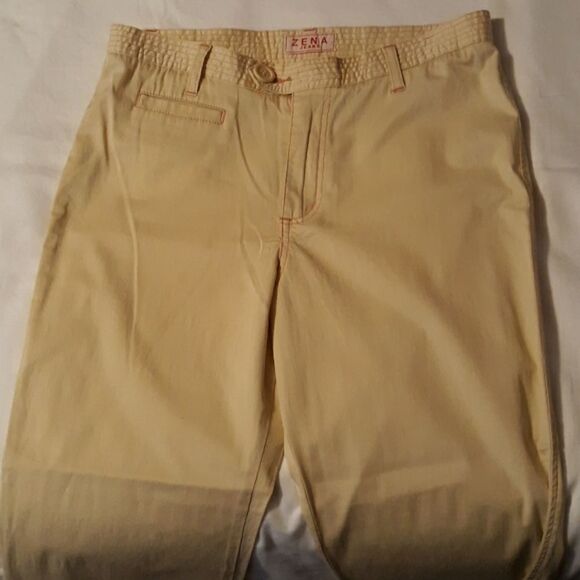 Vintage Zena Jeans‎ Crop Dress Pants Yellow Pink 8 - Picture 1 of 5